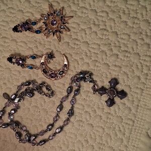 Kirk Folly Necklace & Moon,star Dangle Earrings Pierced